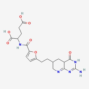 molecular formula C19H23N5O7 B12078934 2-[[5-[2-(2-amino-4-oxo-4a,5,6,7-tetrahydro-3H-pyrido[2,3-d]pyrimidin-6-yl)ethyl]furan-2-carbonyl]amino]pentanedioic acid 