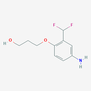 molecular formula C10H13F2NO2 B12079088 3-[4-Amino-2-(difluoromethyl)phenoxy]propan-1-ol 