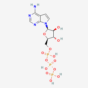 molecular formula C11H17N4O13P3 B1207920 [[(2R,3S,4S,5R)-5-(4-aminopyrrolo[2,3-d]pyrimidin-7-yl)-3,4-dihydroxyoxolan-2-yl]methoxy-hydroxyphosphoryl] phosphono hydrogen phosphate CAS No. 78153-66-9