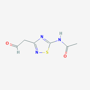 molecular formula C6H7N3O2S B120793 N-[3-(2-Oxoethyl)-1,2,4-thiadiazol-5-yl]acetamide CAS No. 150215-32-0