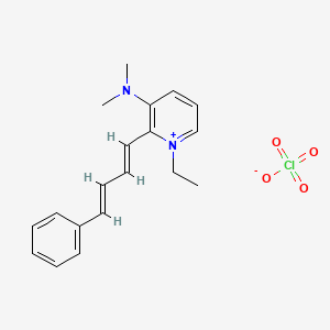 molecular formula C19H23ClN2O4 B12079379 1-ethyl-N,N-dimethyl-2-[(1E,3E)-4-phenylbuta-1,3-dienyl]pyridin-1-ium-3-amine;perchlorate 