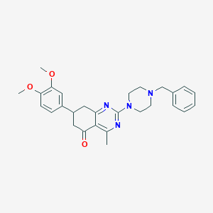molecular formula C28H32N4O3 B1207953 7-(3,4-dimethoxyphenyl)-4-methyl-2-[4-(phenylmethyl)-1-piperazinyl]-7,8-dihydro-6H-quinazolin-5-one 
