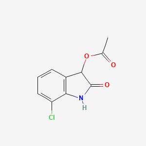molecular formula C10H8ClNO3 B12079671 1,3-Dihydro-3-(acetyloxy)-7-chloro-2H-indol-2-one CAS No. 99304-32-2