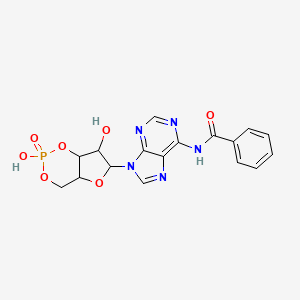molecular formula C17H16N5O7P B12079754 Adenosine, N-benzoyl-, cyclic 3',5'-(hydrogen phosphate) 