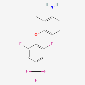 molecular formula C14H10F5NO B12079799 3-[2,6-Difluoro-4-(trifluoromethyl)phenoxy]-2-methylaniline 