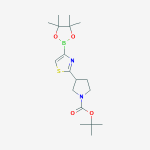 molecular formula C18H29BN2O4S B12080020 tert-Butyl 3-(4-(4,4,5,5-tetramethyl-1,3,2-dioxaborolan-2-yl)thiazol-2-yl)pyrrolidine-1-carboxylate 
