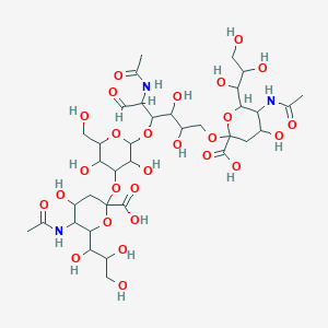 molecular formula C36H59N3O27 B12080090 (2S,4S,5R,6R)-5-acetamido-2-[(2R,3R,4S,5S,6R)-2-[(2R,3R,4S,5R)-2-acetamido-6-[(2R,4S,5R,6R)-5-acetamido-2-carboxy-4-hydroxy-6-[(1R,2R)-1,2,3-trihydroxypropyl]oxan-2-yl]oxy-4,5-dihydroxy-1-oxo-hexan-3-yl]oxy-3,5-dihydroxy-6-(hydroxymethyl)oxan-4-yl]oxy-4-hydroxy-6-[(1R,2R)-1,2,3-trihydroxypropyl]oxane-2-carboxylic acid 