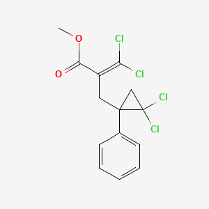 molecular formula C14H12Cl4O2 B12080103 Cyclopropanepropanoic acid, 2,2-dichloro-alpha-(dichloromethylene)-1-phenyl-, methyl ester CAS No. 83249-03-0