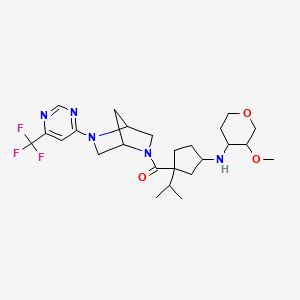 molecular formula C25H36F3N5O3 B12080132 [3-[(3-Methoxyoxan-4-yl)amino]-1-propan-2-ylcyclopentyl]-[5-[6-(trifluoromethyl)pyrimidin-4-yl]-2,5-diazabicyclo[2.2.1]heptan-2-yl]methanone 