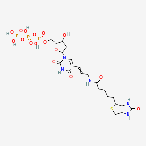 [[5-[2,4-Dioxo-5-[3-[5-(2-oxo-1,3,3a,4,6,6a-hexahydrothieno[3,4-d]imidazol-4-yl)pentanoylamino]prop-1-enyl]pyrimidin-1-yl]-3-hydroxyoxolan-2-yl]methoxy-hydroxyphosphoryl] phosphono hydrogen phosphate