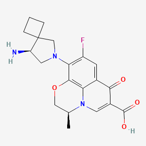 molecular formula C20H22FN3O4 B1208047 (2S)-6-[(8S)-8-Amino-6-azaspiro[3.4]octan-6-yl]-7-fluoro-2-methyl-10-oxo-4-oxa-1-azatricyclo[7.3.1.05,13]trideca-5(13),6,8,11-tetraene-11-carboxylic acid CAS No. 129321-78-4