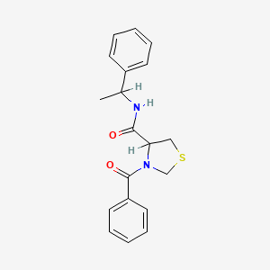 molecular formula C19H20N2O2S B1208048 3-Benzoyl-N-(1-phenylethyl)-4-thiazolidinecarboxamide CAS No. 104682-67-9