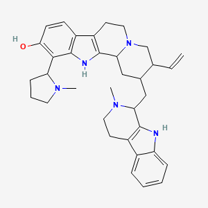 molecular formula C35H43N5O B1208051 3-Ethenyl-11-(1-methylpyrrolidin-2-yl)-2-[(2-methyl-1,3,4,9-tetrahydropyrido[3,4-b]indol-1-yl)methyl]-1,2,3,4,6,7,12,12b-octahydroindolo[2,3-a]quinolizin-10-ol CAS No. 63209-34-7