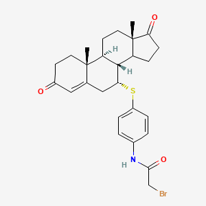 2-bromo-N-[4-[[(7R,8R,9S,10R,13S)-10,13-dimethyl-3,17-dioxo-2,6,7,8,9,11,12,14,15,16-decahydro-1H-cyclopenta[a]phenanthren-7-yl]sulfanyl]phenyl]acetamide