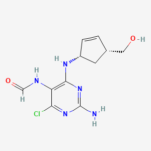molecular formula C11H14ClN5O2 B12080653 N-[2-Amino-4-chloro-6-[[(1S,4R)-4-(hydroxymethyl)-2-cyclopenten-1-yl]amino]-5-pyrimidinyl]formamide 