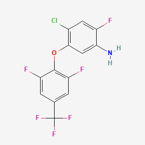 molecular formula C13H6ClF6NO B12080690 Benzenamine, 4-chloro-5-[2,6-difluoro-4-(trifluoromethyl)phenoxy]-2-fluoro- CAS No. 2244086-77-7