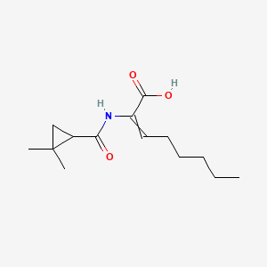 molecular formula C14H23NO3 B1208079 2-[(2,2-Dimethylcyclopropanecarbonyl)amino]oct-2-enoic acid 