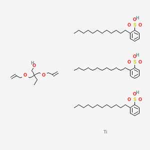 molecular formula C66H112O12S3Ti B12080895 Titanium, 2,2-bis(2-propenyloxy-kappaO)methyl-1-butanolato-kappaOtris(dodecylbenzenesulfonato-kappaO)- 