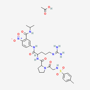 molecular formula C32H45N9O10S B12080913 acetic acid;N-[5-(diaminomethylideneamino)-1-[4-nitro-3-(propan-2-ylcarbamoyl)anilino]-1-oxopentan-2-yl]-1-[2-[(4-methylphenyl)sulfonylamino]acetyl]pyrrolidine-2-carboxamide 