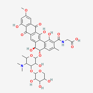 molecular formula C40H44N2O18 B1208096 2-[[(5S,6S)-5-[5-(dimethylamino)-3-hydroxy-6-methyl-4-(3,4,5-trihydroxytetrahydropyran-2-yl)oxy-tetrahydropyran-2-yl]oxy-1,6,9,14-tetrahydroxy-11-methoxy-3-methyl-8,13-dioxo-5,6-dihydrobenzo[a]tetracene-2-carbonyl]amino]acetic acid 
