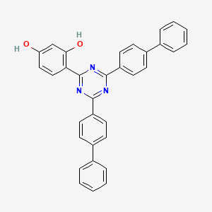 molecular formula C33H23N3O2 B12081071 1,3-Benzenediol, 4-[4,6-bis([1,1'-biphenyl]-4-yl)-1,3,5-triazin-2-yl]- CAS No. 182918-16-7
