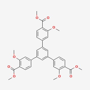 molecular formula C33H30O9 B12081148 methyl 4-[3,5-bis(3-methoxy-4-methoxycarbonylphenyl)phenyl]-2-methoxybenzoate 