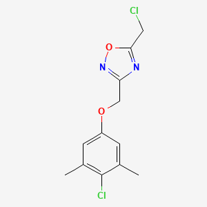 molecular formula C12H12Cl2N2O2 B12081193 3-[(4-Chloro-3,5-dimethylphenoxy)methyl]-5-(chloromethyl)-1,2,4-oxadiazole CAS No. 263016-09-7
