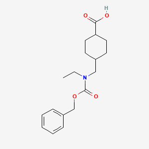 molecular formula C18H25NO4 B12081239 trans 4-({[(Benzyloxy)carbonyl](ethyl)amino}methyl)cyclohexane-1-carboxylic acid 