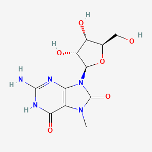 molecular formula C11H15N5O6 B12081371 6-Hydroxy-2-imino-7-methyl-9-pentofuranosyl-2,3,7,9-tetrahydro-8H-purin-8-one CAS No. 28007-87-6