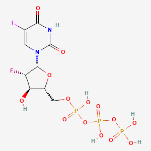 molecular formula C9H13FIN2O14P3 B1208141 [[(2R,3R,4S,5R)-4-fluoro-3-hydroxy-5-(5-iodo-2,4-dioxo-pyrimidin-1-yl)tetrahydrofuran-2-yl]methoxy-hydroxy-phosphoryl] phosphono hydrogen phosphate 