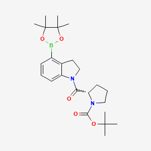 molecular formula C24H35BN2O5 B12081473 tert-Butyl (S)-2-(4-(4,4,5,5-tetramethyl-1,3,2-dioxaborolan-2-yl)indoline-1-carbonyl-)pyrrolidine-1-carboxylate 