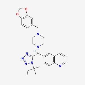 molecular formula C28H33N7O2 B1208151 6-[[4-(1,3-Benzodioxol-5-ylmethyl)-1-piperazinyl]-[1-(2-methylbutan-2-yl)-5-tetrazolyl]methyl]quinoline 