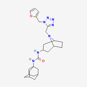 molecular formula C25H35N7O2 B1208152 1-(1-Adamantyl)-3-[8-[[1-(2-furanylmethyl)-5-tetrazolyl]methyl]-8-azabicyclo[3.2.1]octan-3-yl]urea 