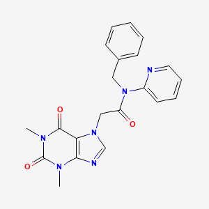 molecular formula C21H20N6O3 B1208154 2-(1,3-dimethyl-2,6-dioxo-7-purinyl)-N-(phenylmethyl)-N-(2-pyridinyl)acetamide 