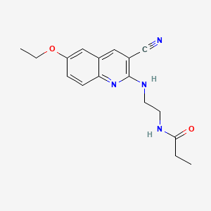 molecular formula C17H20N4O2 B1208157 N-[2-[(3-cyano-6-ethoxy-2-quinolinyl)amino]ethyl]propanamide 
