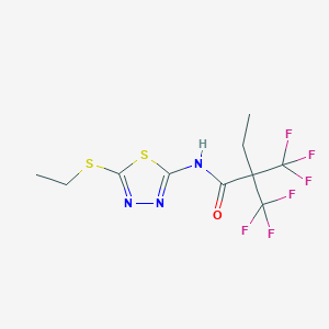 molecular formula C10H11F6N3OS2 B1208162 N-[5-(ethylthio)-1,3,4-thiadiazol-2-yl]-2,2-bis(trifluoromethyl)butanamide 
