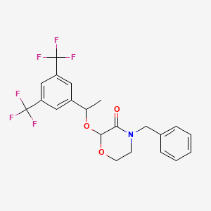 molecular formula C21H19F6NO3 B12081656 Bis(trifluoromethyl)phenyl]ethoxy]-4-(phenylmethyl)-3-morpholinone 