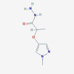 molecular formula C7H12N4O2 B12081683 2-[(1-Methyl-1H-pyrazol-4-yl)oxy]propanehydrazide 