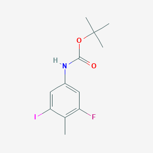 molecular formula C12H15FINO2 B12081727 Carbamic acid, N-(3-fluoro-5-iodo-4-methylphenyl)-, 1,1-dimethylethyl ester CAS No. 1266114-24-2
