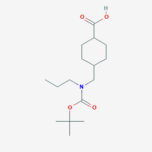 molecular formula C16H29NO4 B12081787 (1r,4r)-4-(((tert-Butoxycarbonyl)(propyl)amino)methyl)cyclohexanecarboxylic acid 