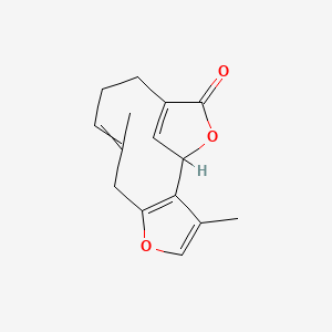 molecular formula C15H16O3 B1208183 3,8-Dimethyl-5,14-dioxatricyclo[10.2.1.02,6]pentadeca-2(6),3,8,12(15)-tetraen-13-one 