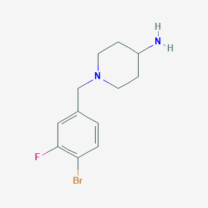 molecular formula C12H16BrFN2 B12081852 1-[(4-Bromo-3-fluorophenyl)methyl]piperidin-4-amine 