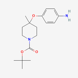 molecular formula C17H26N2O3 B12081858 tert-Butyl 4-(4-aminophenoxy)-4-methylpiperidine-1-carboxylate 