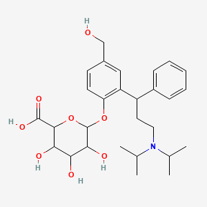 molecular formula C28H39NO8 B12081865 6-[2-[3-[Di(propan-2-yl)amino]-1-phenylpropyl]-4-(hydroxymethyl)phenoxy]-3,4,5-trihydroxyoxane-2-carboxylic acid 