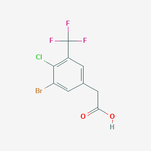 molecular formula C9H5BrClF3O2 B12081975 3-Bromo-4-chloro-5-(trifluoromethyl)phenylacetic acid 