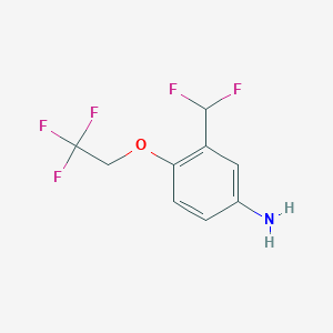 molecular formula C9H8F5NO B12082037 3-(Difluoromethyl)-4-(2,2,2-trifluoroethoxy)aniline 