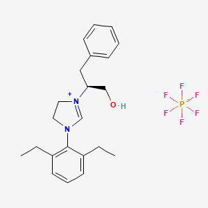molecular formula C22H29F6N2OP B12082114 (S)-3-(2,6-Diethylphenyl)-1-(1-hydroxy-3-phenylpropan-2-yl)-4,5-dihydro-1H-imidazol-3-ium hexafluorophosphate(V) 