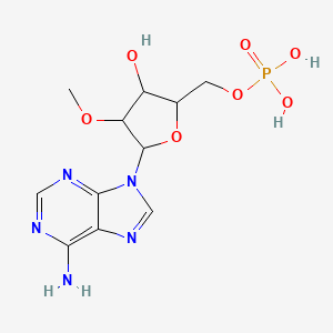 molecular formula C11H16N5O7P B12082125 [5-(6-Aminopurin-9-yl)-3-hydroxy-4-methoxyoxolan-2-yl]methyl dihydrogen phosphate 