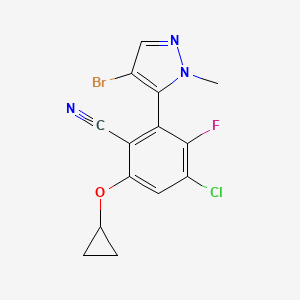 molecular formula C14H10BrClFN3O B12082160 2-(4-bromo-1-methyl-1H-pyrazol-5-yl)-4-chloro-6-cyclopropoxy-3-fluorobenzonitrile 