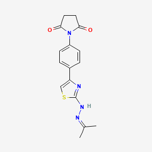 molecular formula C16H16N4O2S B1208222 1-[4-[2-(2-Propan-2-ylidenehydrazinyl)-4-thiazolyl]phenyl]pyrrolidine-2,5-dione 